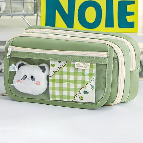 Cute Pencil Case Panda Large Capacity Pencil Pouch Transparent
