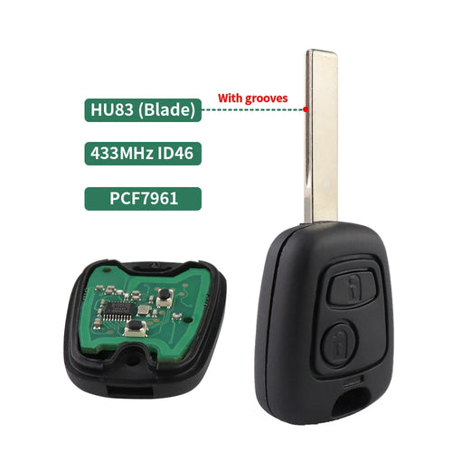 433MHz Remote Car Key For Citroen C1 C2 C3 Saxo Xsara Picasso Berlingo