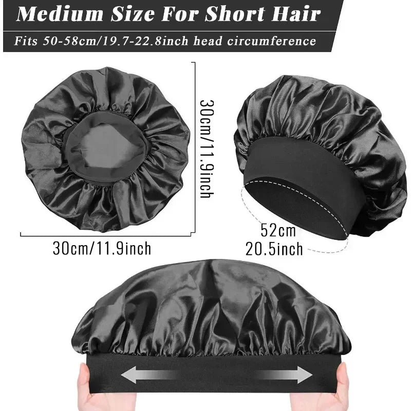 1pcs Soft Silk Satin Lined Bonnet Large Satin Hair Bonnet Household