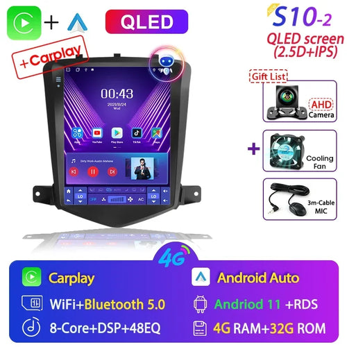 For Chevrolet Cruze 2008-2014 Carplay Android 12 Car Radio Multimedia