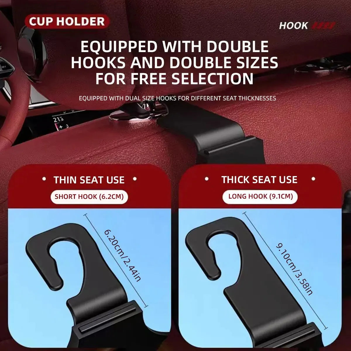 2Pcs Car Seat Headrest Hook Hanger Storage Organizer Universal with