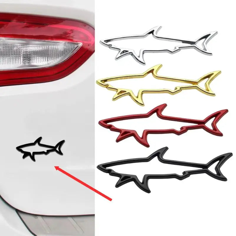 3D Metal Car Styling Sticker Hollow Fish Shark Emblem Badge Decals