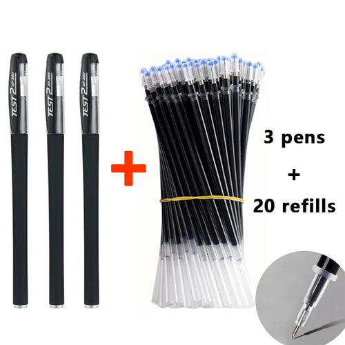 Gel pens Set Black Blue Red Refill Gel Pen Bullet Tip 0.5mm School &