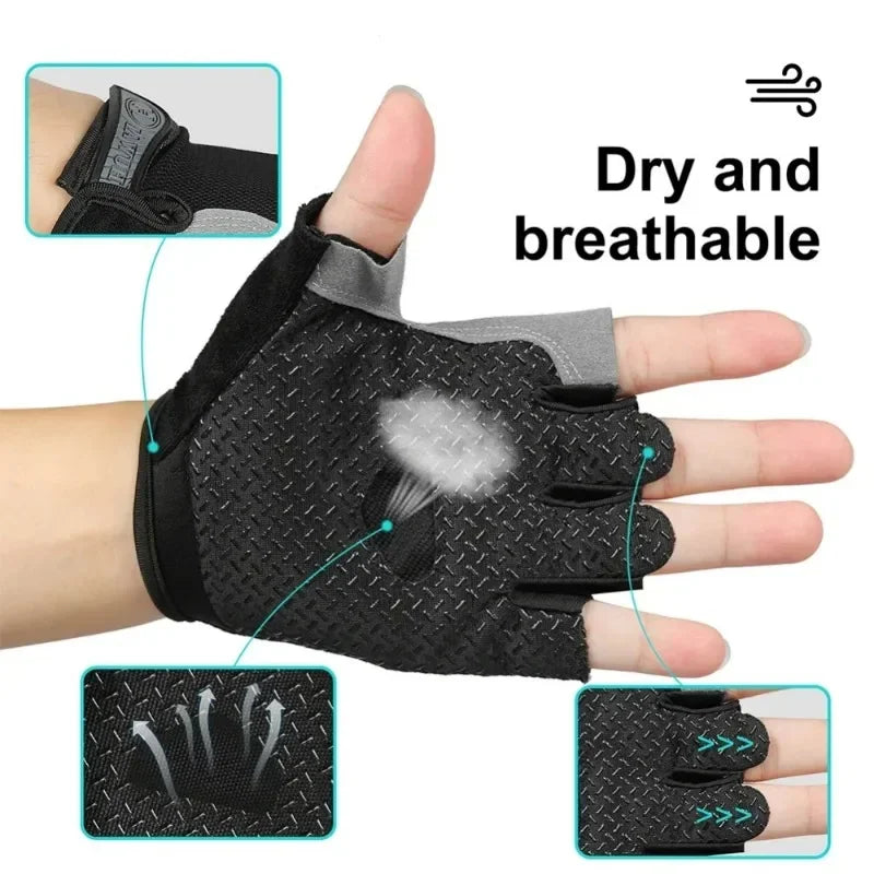 Fingerless Gym Training Gloves for Men Women Cycling Gloves Sports