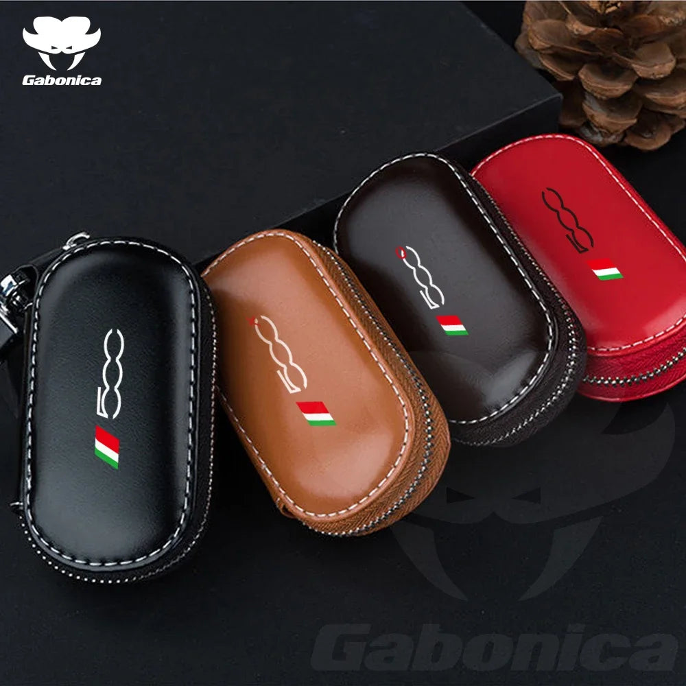 New Leather Car Key Case Folding Remote Control Zipper Keychain For