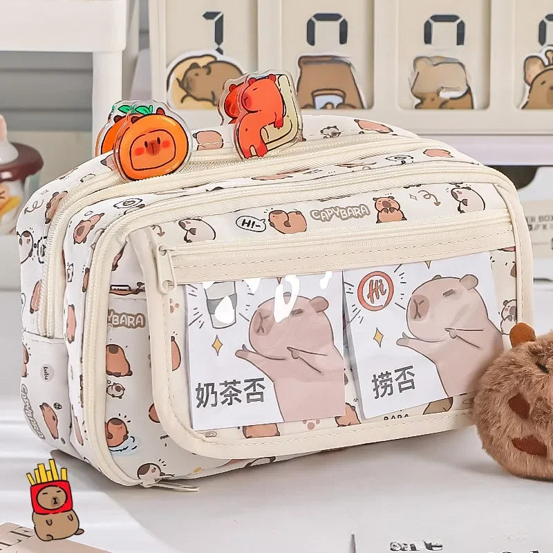 High Quality Kapibara Cartoon Pencil Case with Flip Top for Easy