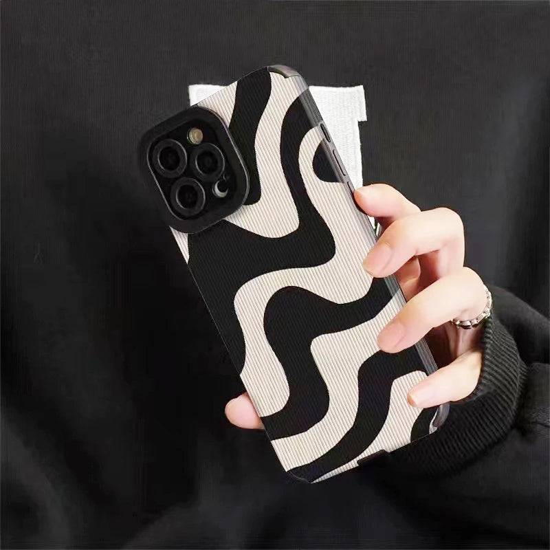 Shockproof Zebra Stripe Silicone Case For iPhone 14 15 16 Pro Max