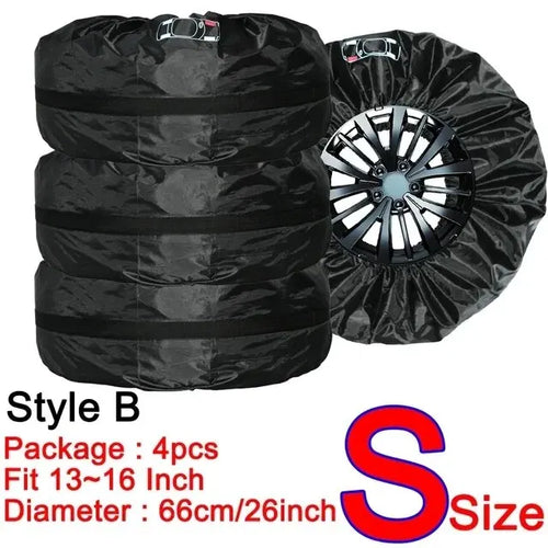 AD Universal 4Pcs Spare Tire Cover Case Polyester Car Tyre Storage