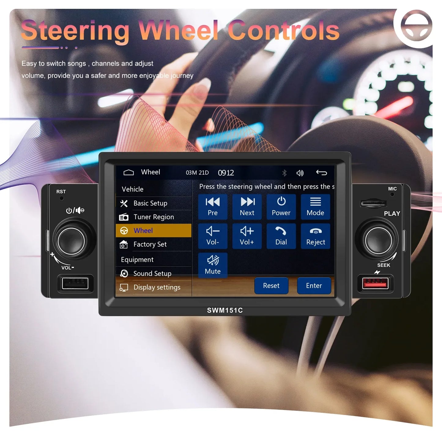 Podofo-Android Auto Multimedia Player Car Radio 1 Din 5 "CarPlay