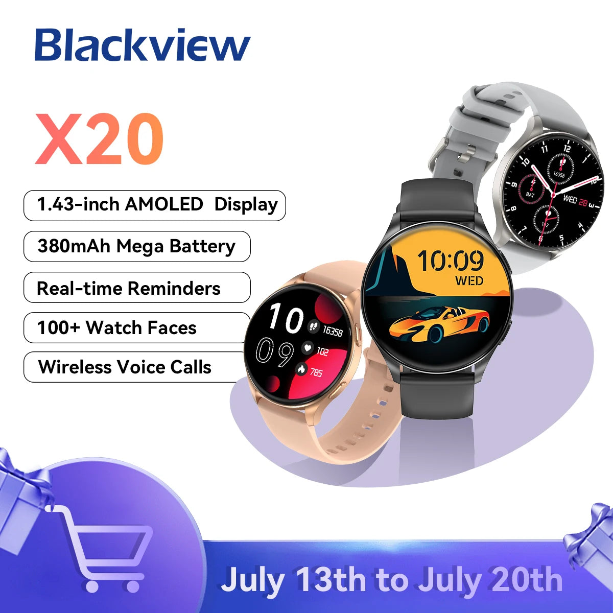 Blackview 2024 smartwatch X20 AMOLED display watch Hi Fi Bluetooth