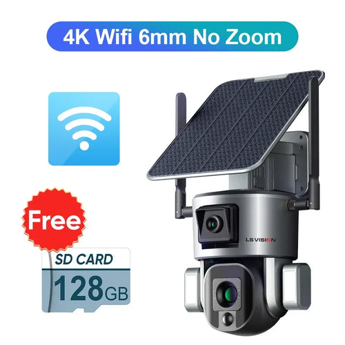 LS VISION 4K 8MP Dual Lens Solar Camera Outdoor 4G/WiFi Dual Screens