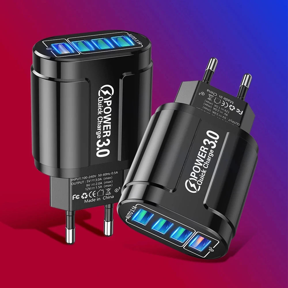 48W Fast Charging USB Type C Charger 4 Port EU KR PD QC3.0 Wall Quick