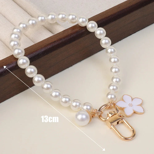 2024 Pearl Keychain Luxury Women Jewelry Shiny Pearl Bead Shell Phone