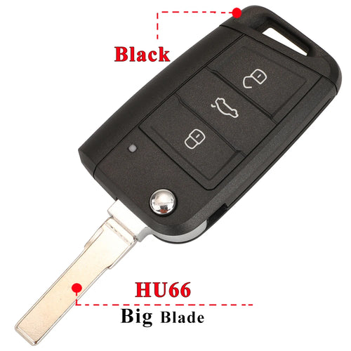 jingyuqin Flip Car Key Shell Case Fob For VW Golf 7 Sportsvan GTI MK7