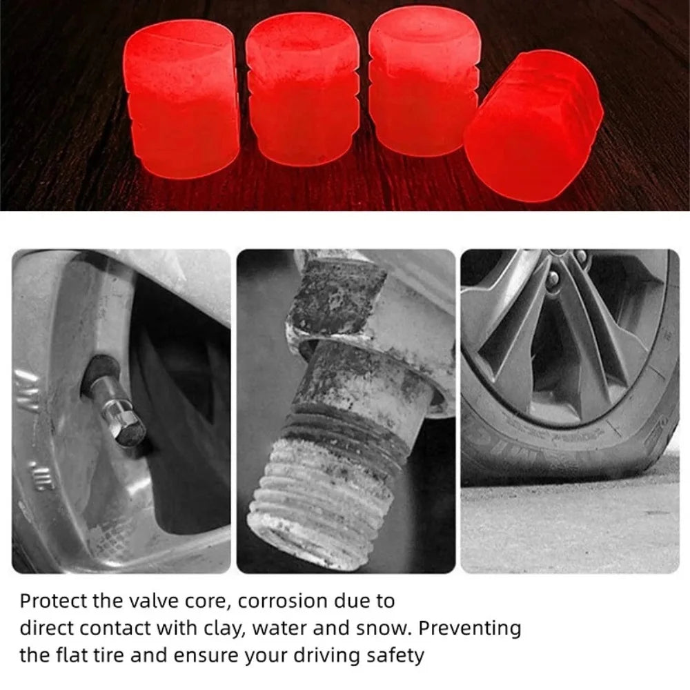 20Pcs Mini Luminous Tire Valve Caps Car Motorcycle Colorful Glowing
