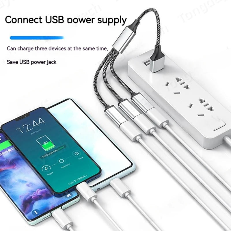 Multi USB Hub Extensions 4 Port Type C Hub USB Splitter Fast Data
