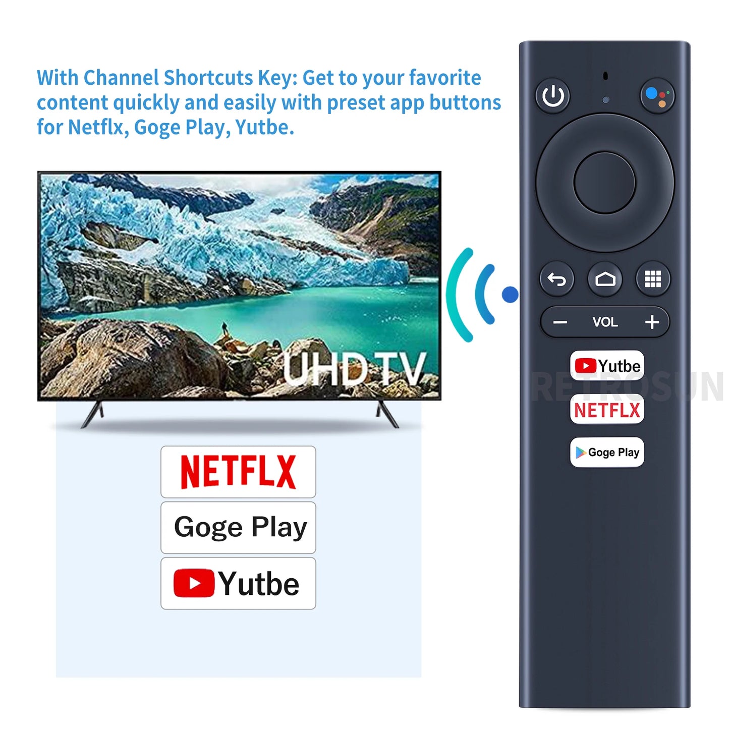 Voice Bluetooth Remote Control For Ematic 4K UHD Android TV Box AGT418