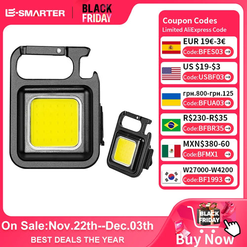 COB LED Mini Flashlight Super Bright EDC Keychain Light Outdoor