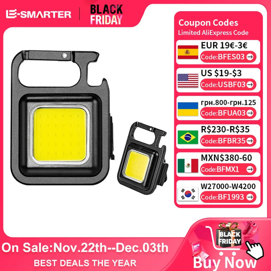 COB LED Mini Flashlight Super Bright EDC Keychain Light Outdoor
