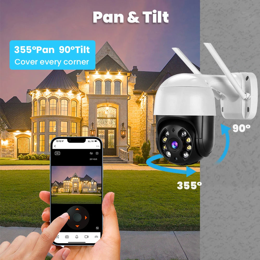 TAITAS 4K 8MP Smart Wifi PTZ Camera 5x Digital Zoom AI Human Detection