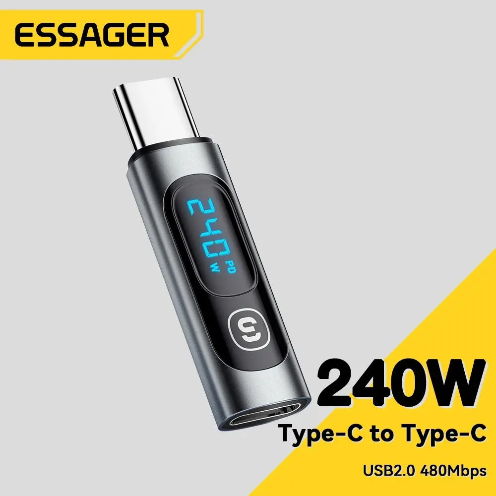 Essager USB 2.0 OTG Adapter 240W Fast Charging USB C To Type C Display