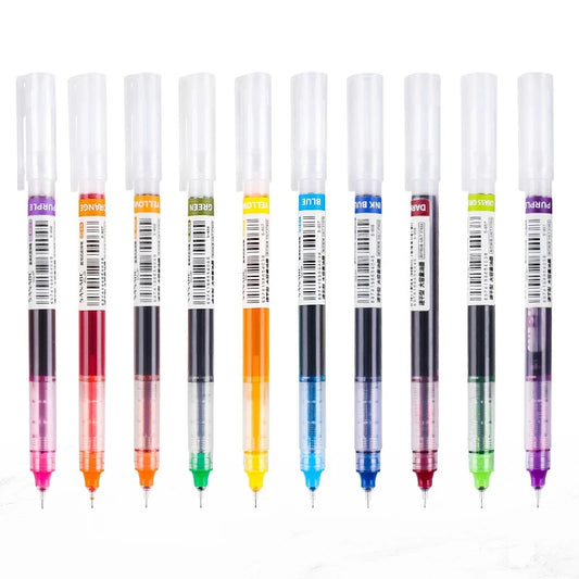 10 Colors Straight liquid Gel Pen Quick-drying Large-capacity Colorful