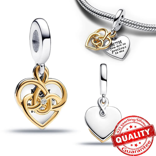 New Arrival 925 Sterling Silver Love You Mom Entwined Infinite Hearts