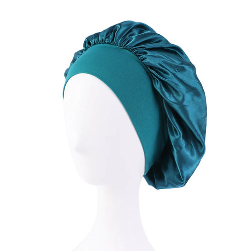 New Women's Satin Solid Wide-brimmed Sleeping Hat Unisex Head Wrap