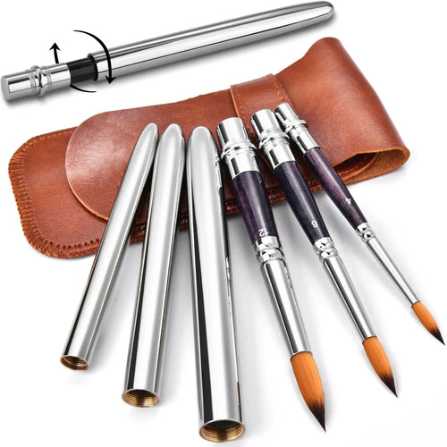 Travel Watercolor Brushes, Round Extra Long Synthetic Sable Pocket