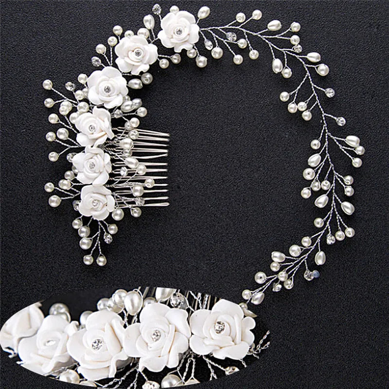 Made Hair Color Pearl Wedding Hair Combs Hair Accessories for Bridal
