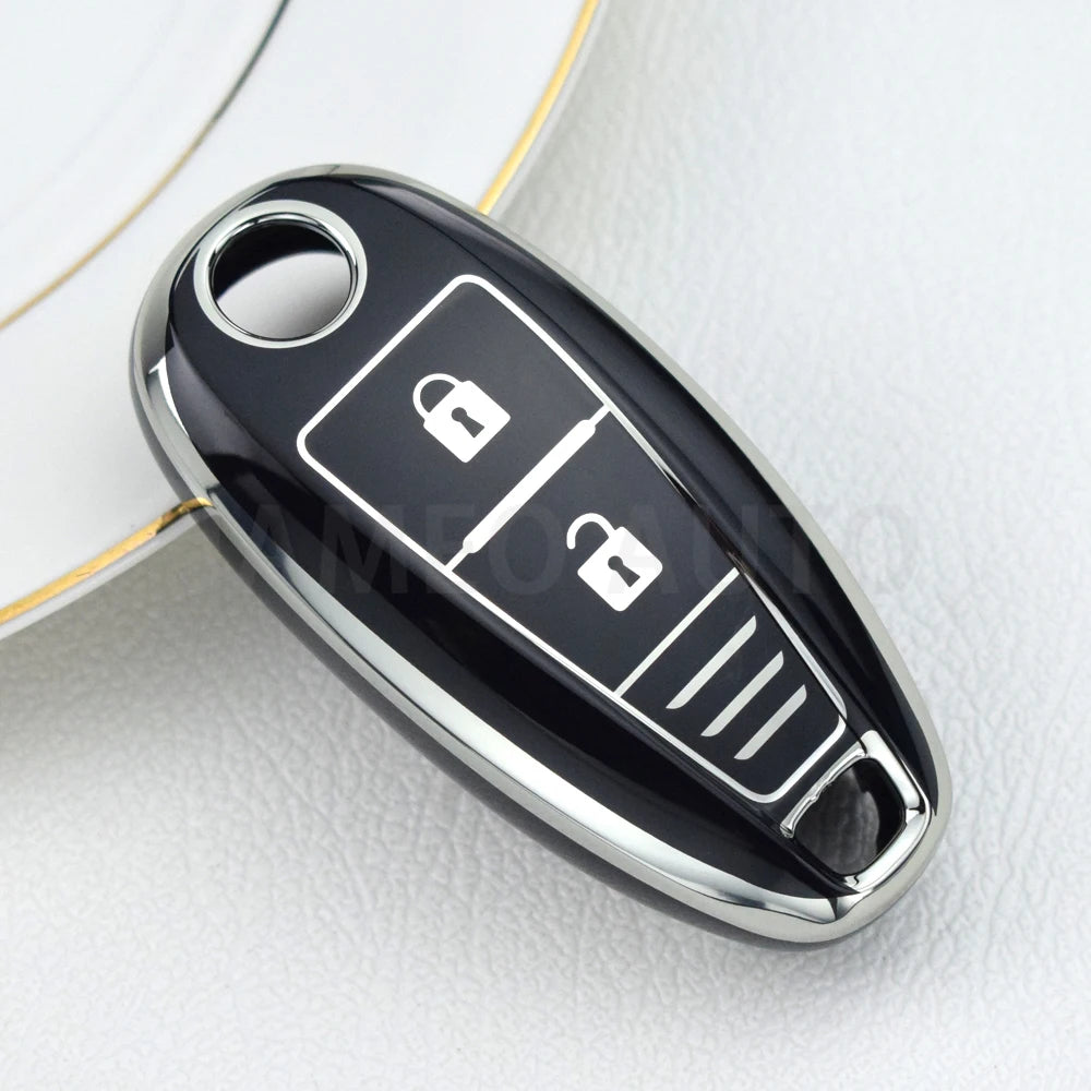 TPU Silver Line Car Smart Key Cover Case Bag Protector For Suzuki