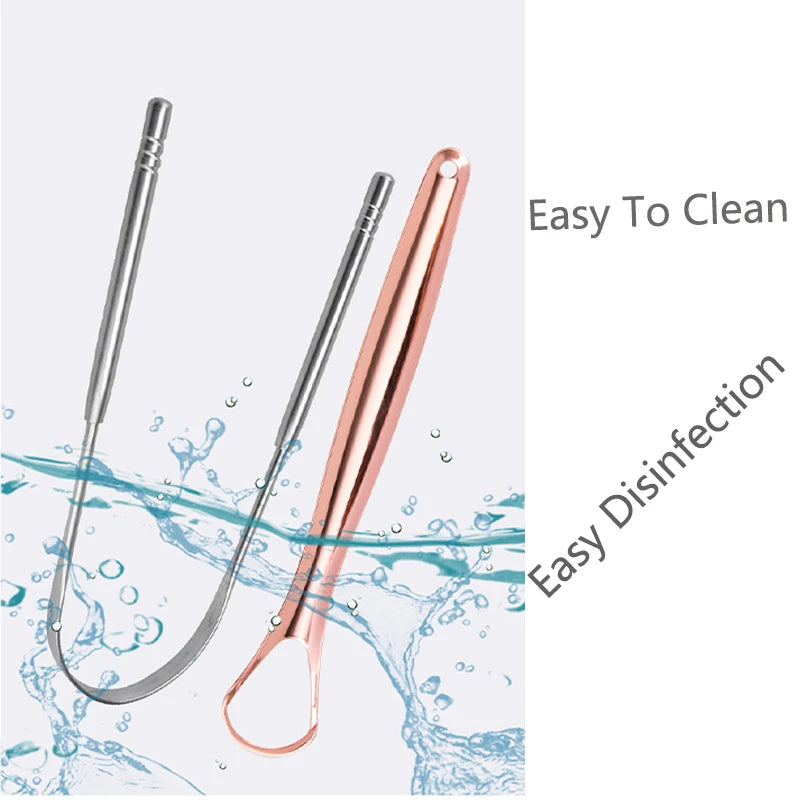 Stainless Steel Tongue Scraper Cleaner Fresh Breath Cleaning Coated