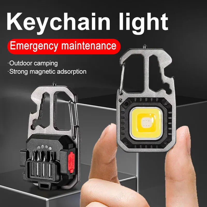COB Keychain Work Light with Battery Display 8Mode Rechargeable High