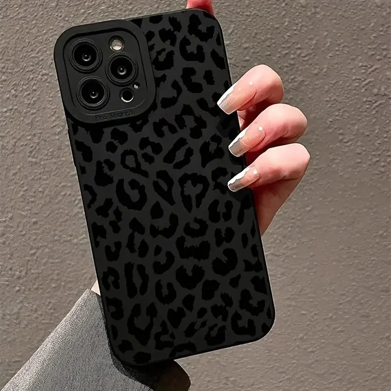 Black Print Leopard Graphic Phone Case For iPhone 16 15 14 13 12 11