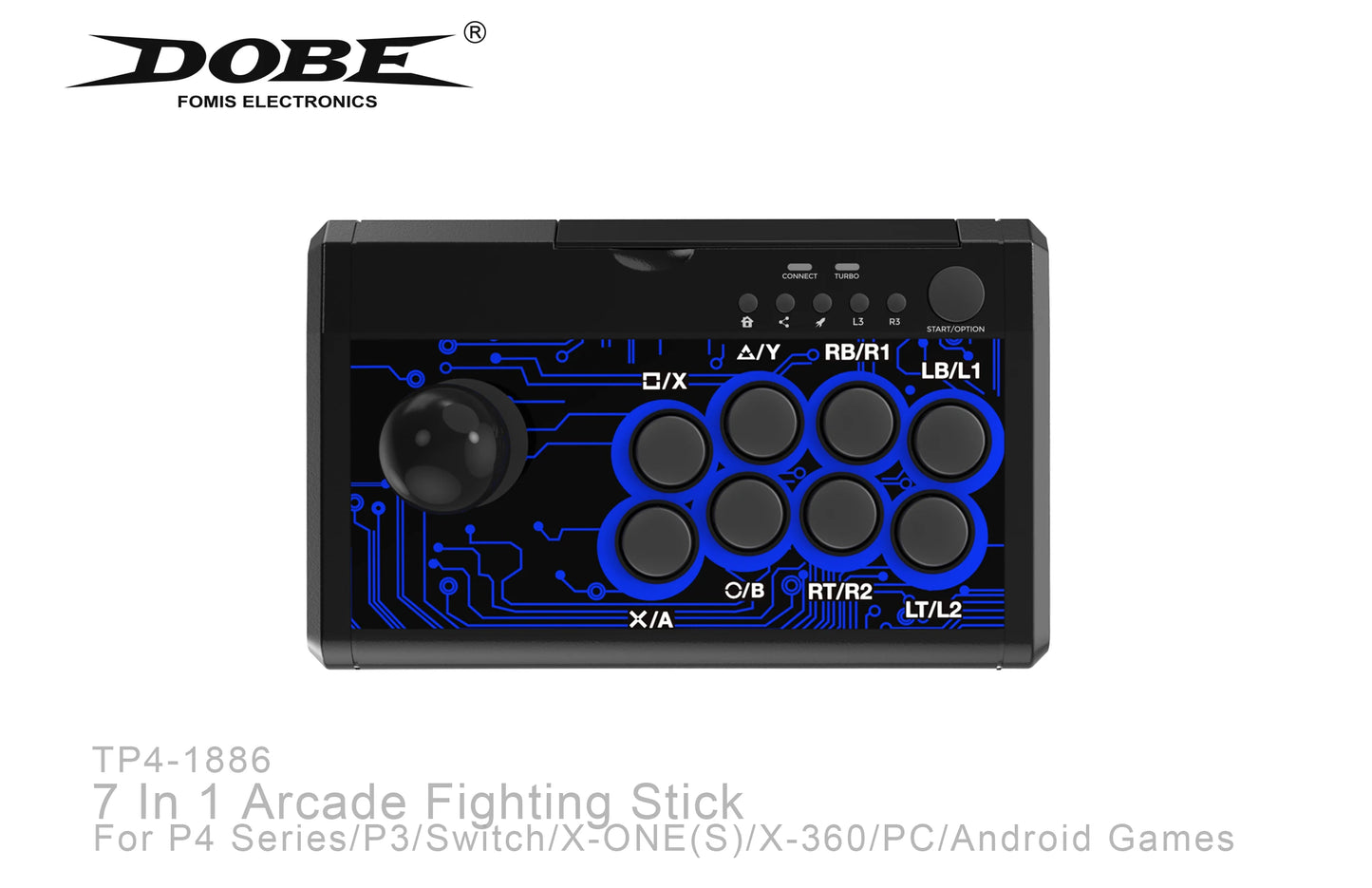 DOBE 7 In1 USB Arcade Fight Stick Street Fighting Joystick Controller