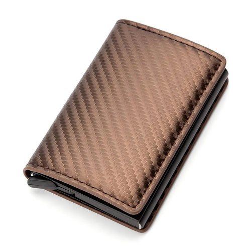 PU Leather Fiber Card Holder Wallet, RFID, Anti-Theft Brush, Pop-up,
