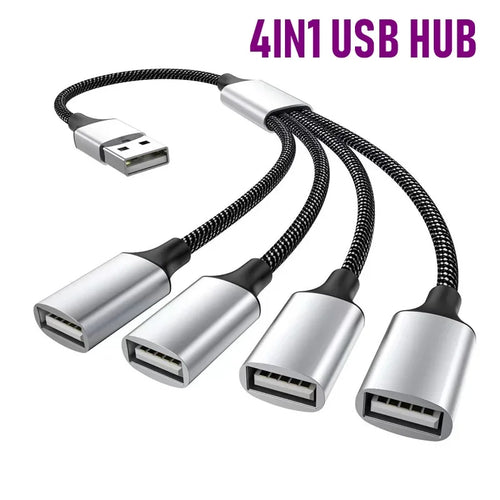 Multi USB Hub Extensions 4 Port Type C Hub USB Splitter Fast Data