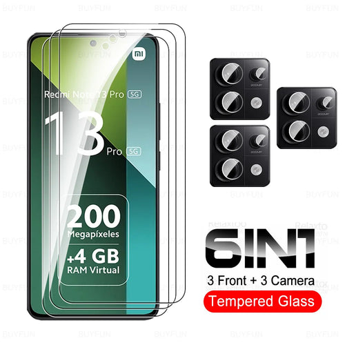 8 in 1 Tempered Glass For Redmi Note 13 Pro 5G Camera Glass For Xiaomi