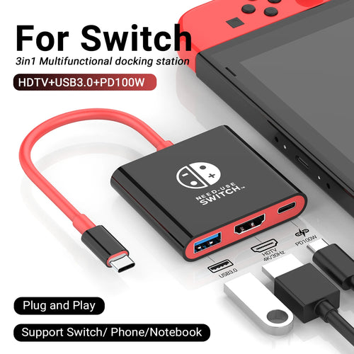 Portable Nintendo Switch Docking Station TYPE-C Hub with HDMI and USB