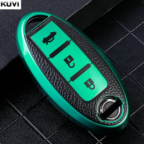 Leather TPU Car Key Case Cover for Nissan Leaf Micra Qashqai J11 J10 X