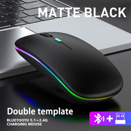 Wireless Mouse Bluetooth and 2.4GHz Dual Modes Rechargeable RGB