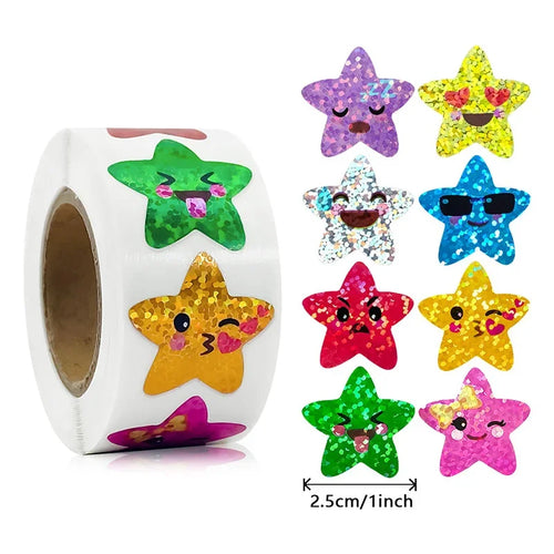 500/1000PCs Colorful Star Adhesive Stickers Kawaii Animal Scrapbook