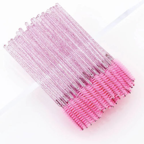 50Pcs Makeup Brushes Disposable Crystal Eyebrow Brush Diamond Handle