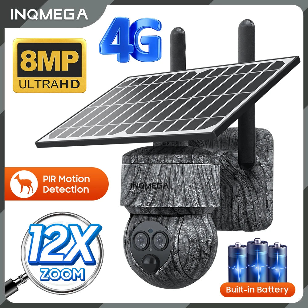 INQMEGA 8MP 4G SIM Card / WIFI Solar Camera Outdoor Security