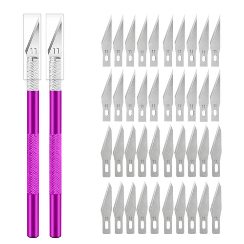 Engraving Non-Slip Metal Knife Kit + 40/10pcs #11 Blades Cutter Craft