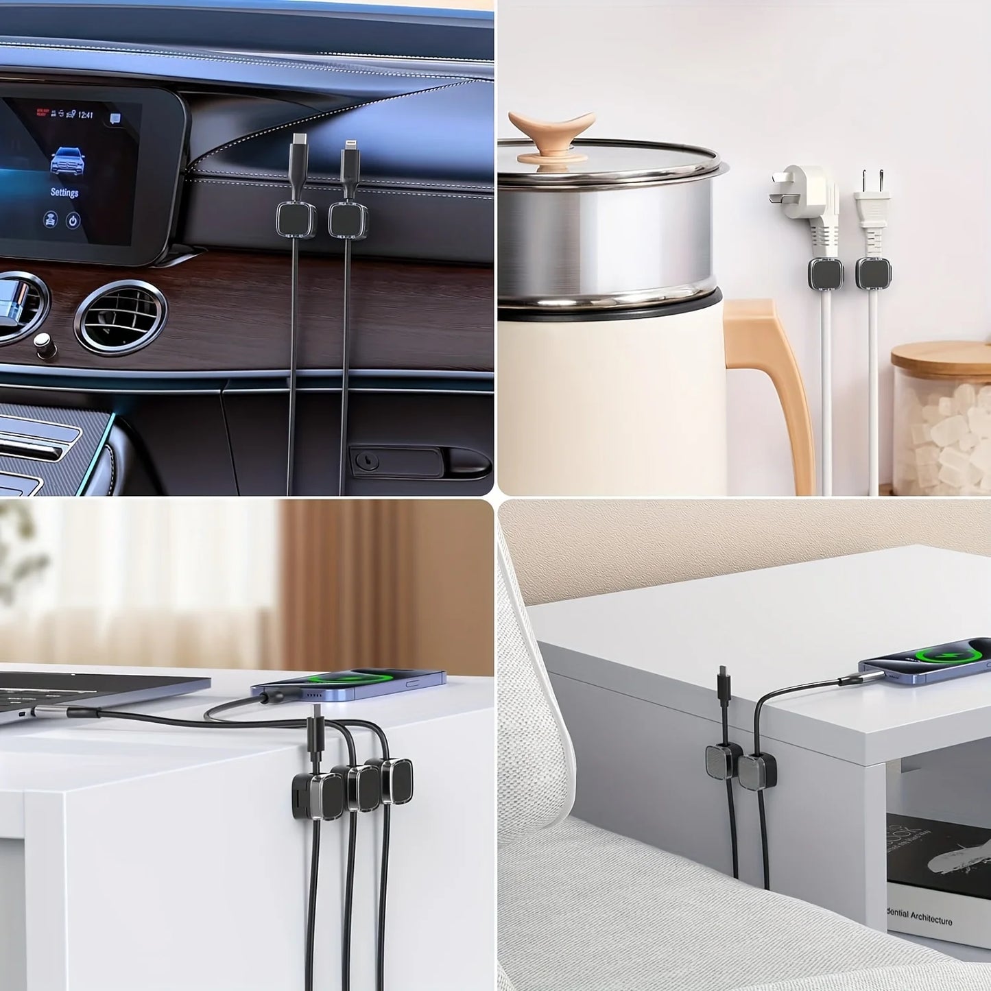 VIKEFON 6pcs Magnetic Cable Management Clips Multi-Colored Cord