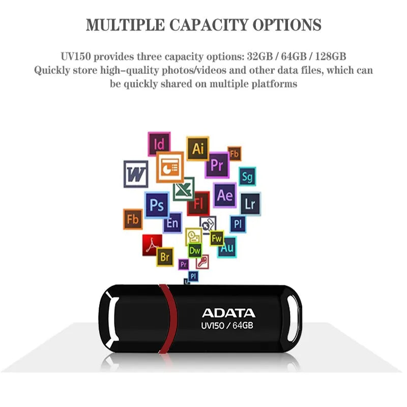 ADATA USB Flash Drives Pendrive UV150 USB 3.2 Pen Drive 32GB 64GB