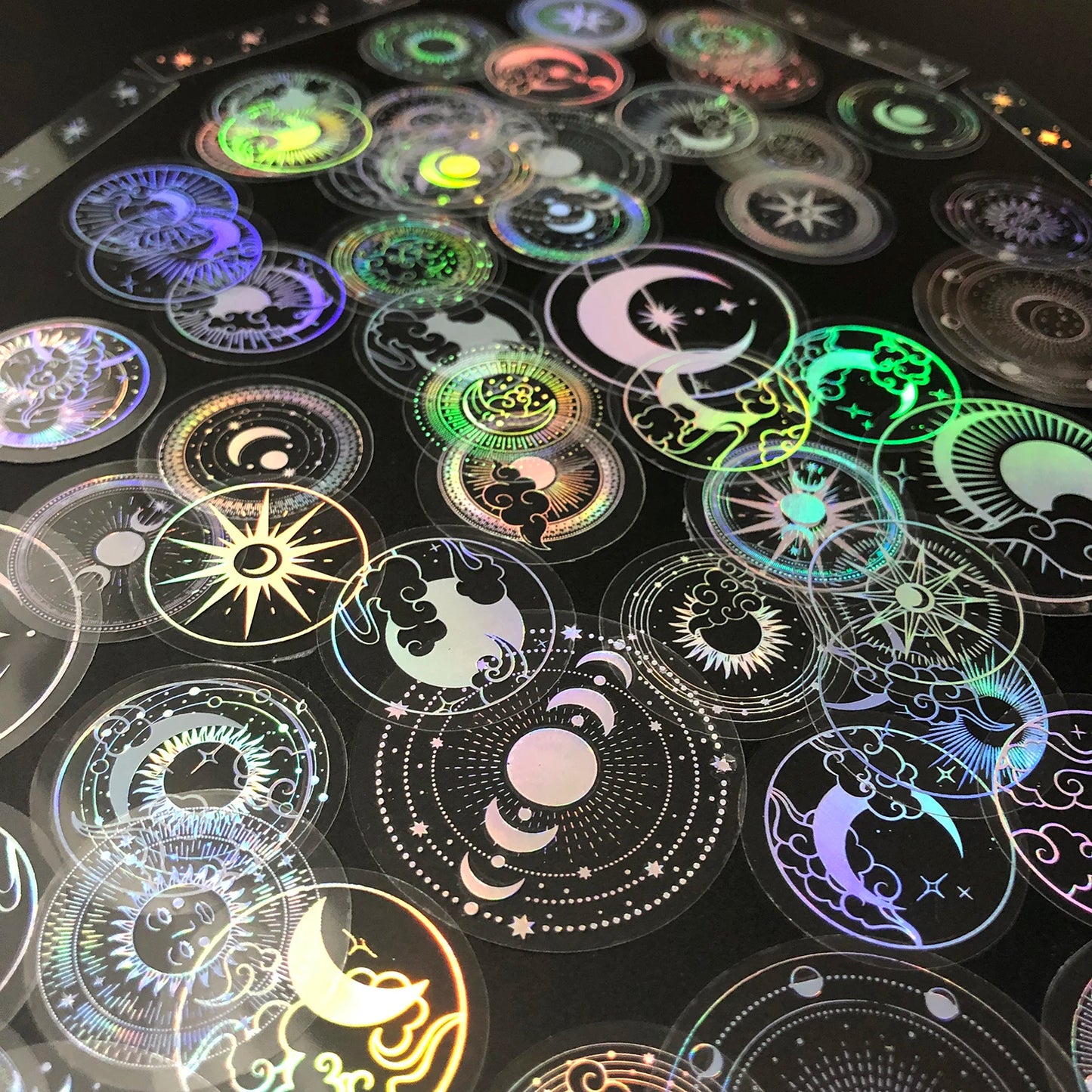 70 pcs PET Adhesive Stickers Waterproof Transparent Laser Silver