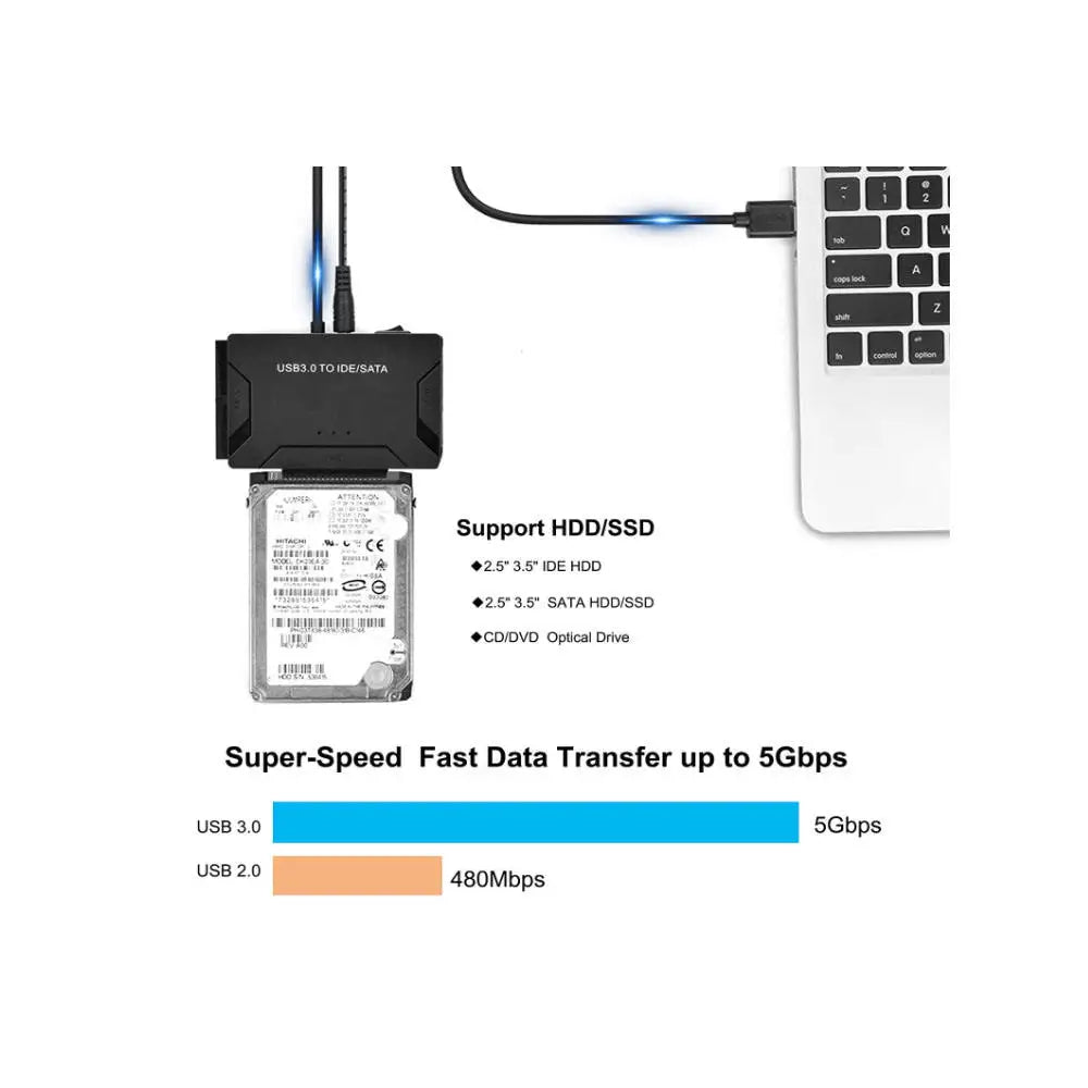 SATA/IDE to USB 3.0 Adapter, Hard Drive Reader for Universal 2.5