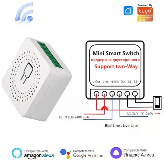 Tuya Mini 16A WiFi Switch Smart Life App 2 Way Control Smart Home